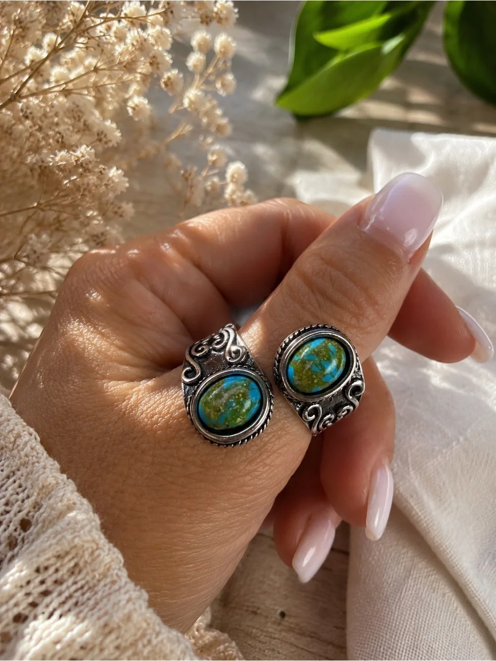 Turquoise Adjustable Wrap Ring | Boho Statement Ring